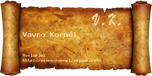 Vavro Kornél névjegykártya