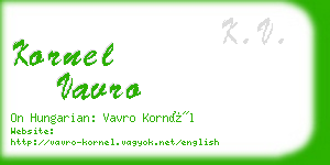 kornel vavro business card